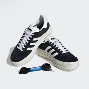Adidas Gazelle Bold Black and White Sneakers 41.5 10 Women’s